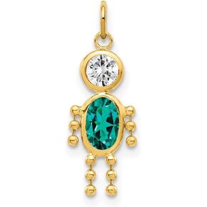 Auriga Fine Jewelry 10k Yellow Gold April Birthstone Boy Charm Pendant (L- 20 mm, W- 10 mm) Gift for Women
