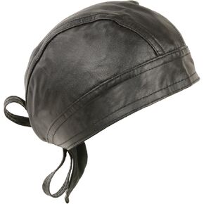 Unisex Leather Skull Cap - Solid and Perforated Versions (Black - Solid)