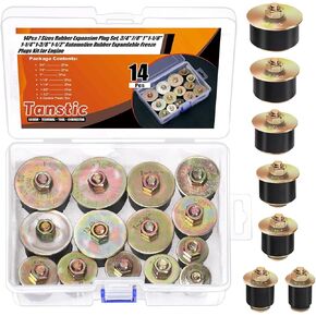 14Pcs Neoprene Rubber Expansion Plug, 7 Sizes Automotive Rubber Expandable Freeze Plug, 3/4", 7/8", 1", 1-1/8", 1-1/4", 1-3/8", 1-1/2", Fit Hole Size: 19~41mm(3/4"~1-5/8")
