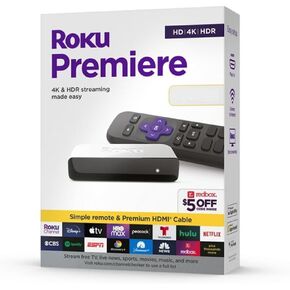 Roku Premiere Streaming Media Player HD/4K/HDR Simple Remote and Premium HDMI Cable, Black & Bundle Swanky Cables HDMI Cable, 3920R