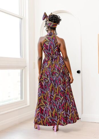 D'IYANU | Ronke African Pattern Ankara Maxi Dress for Women | Traditional Culture Kente Print Cloth in Saudi Arabia