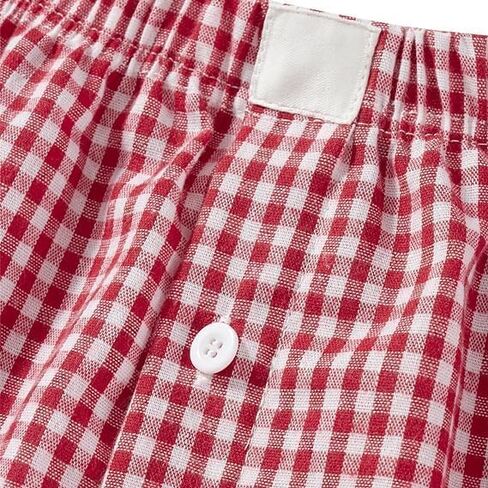 Women's Lounge Shorts Cute Soft Elastic Low Waist Plaid Print Button Front Pajama Bottoms Boxer Shorts Sleepwear in Saudi Arabia