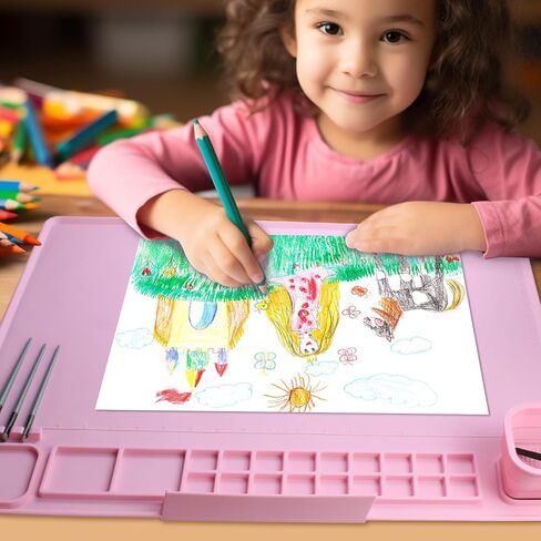 لوحة رسم من السيليكون للاطفال، لوحة رسم على شكل بطة مرسومة مصنوعة يدويا وقابلة للمسح والغسل، لوحة رسم فنية من السيليكون in Kuwait
