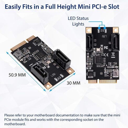 IO CREST 2 Ports SATA III 6gb/s to M.2 NGFF A Key + E Key A+E Key 22x30 2230 mm JMicron JMB582 in Saudi Arabia