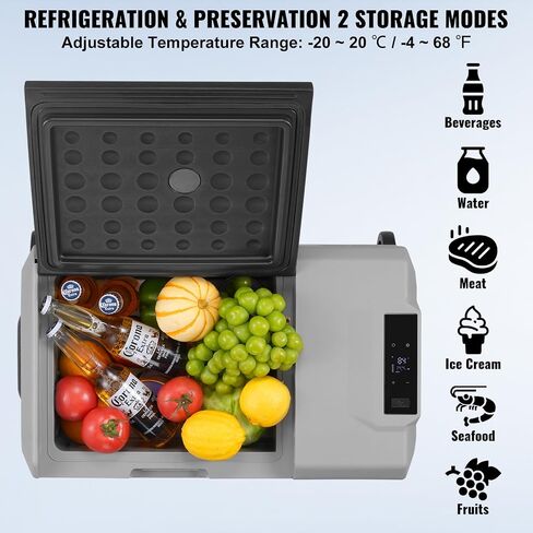 VEVOR Car Refrigerator, 12 Volt Car Refrigerator Fridge, 30 L Single Zone Portable Freezer with Wheels and Handle, -4℉-68℉, 12/24V DC and 100-240V AC Compressor Cooler for Outdoor, Camping in Saudi Arabia