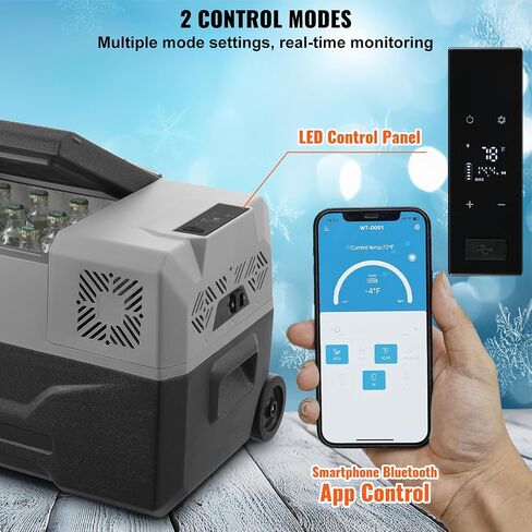 VEVOR Car Refrigerator, 12 Volt Car Refrigerator Fridge, 30 L Single Zone Portable Freezer with Wheels and Handle, -4℉-68℉, 12/24V DC and 100-240V AC Compressor Cooler for Outdoor, Camping in Saudi Arabia