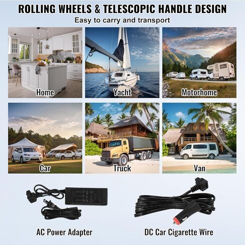 VEVOR Car Refrigerator, 12 Volt Car Refrigerator Fridge, 30 L Single Zone Portable Freezer with Wheels and Handle, -4℉-68℉, 12/24V DC and 100-240V AC Compressor Cooler for Outdoor, Camping in Saudi Arabia