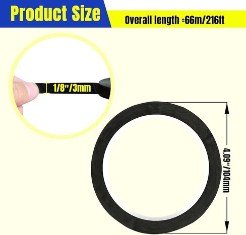 10 Rolls 1/8" Whiteboard Tape Line 3mm Thin Dry Erase Board Tape Lines Pinstripe Tape, Thin White Board Tape for Graphic Chart Art Tape Grid Marking, 216ft Per Roll in Kuwait