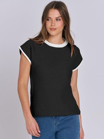 ANRABESS Womens Summer Cap Sleeve Sweater Crewneck sleeveless Knit Tops Casual Fit Vest 2024 Trendy Tank Top Shirts in Saudi Arabia