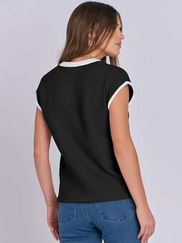 ANRABESS Womens Summer Cap Sleeve Sweater Crewneck sleeveless Knit Tops Casual Fit Vest 2024 Trendy Tank Top Shirts in Saudi Arabia