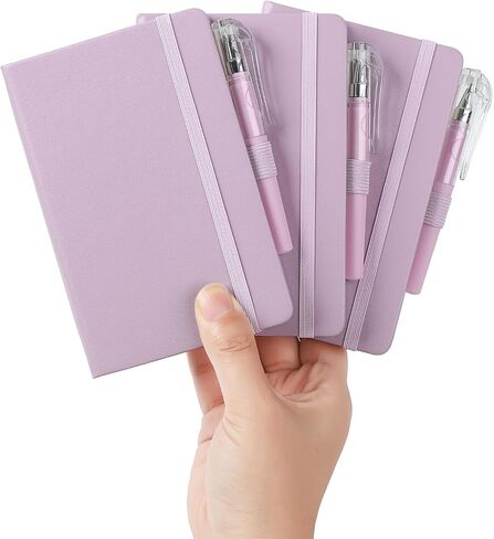 3Pack Pocket Notebook Small Notebook Journal Notebook 4 inches x 5.7 inches 200 Pages Leather Cover With Pen Holder Page Marker Ribbons (Black*3) in Saudi Arabia