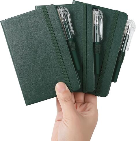 3Pack Pocket Notebook Small Notebook Journal Notebook 4 inches x 5.7 inches 200 Pages Leather Cover With Pen Holder Page Marker Ribbons (Black*3) in Saudi Arabia