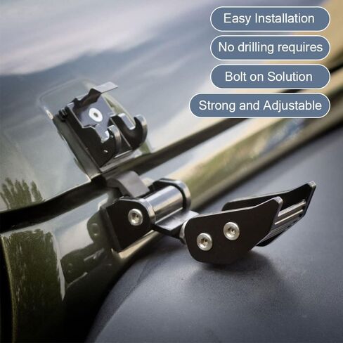 Fit for Jeep Wrangler Hood Latches - Adjustable Hood Lock Catches Kit Compatible with Jeep Wrangler JK JL 2007-2023 and Jeep Gladiator JT 2020-2024, Secure and Stylish Hood Latch (Black) in Kuwait
