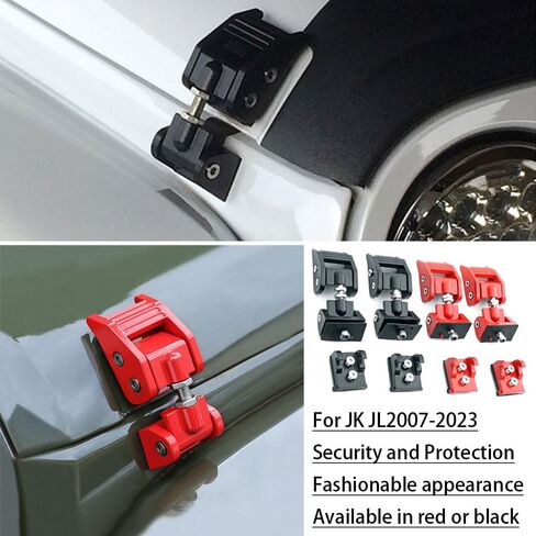 Fit for Jeep Wrangler Hood Latches - Adjustable Hood Lock Catches Kit Compatible with Jeep Wrangler JK JL 2007-2023 and Jeep Gladiator JT 2020-2024, Secure and Stylish Hood Latch (Black) in Kuwait