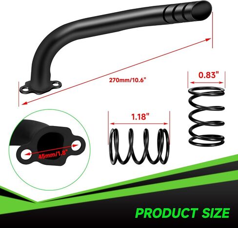 مجموعة أنابيب العادم 212cc متوافقة مع Predator 212 196cc 224cc Coleman Mini Bike CT200U CT200U-EX BT200X KT196 Go Kart Baja Warrior GX160 GX200 OHV Clone Engine Parts مع نوابض صمام (أسود) in Kuwait