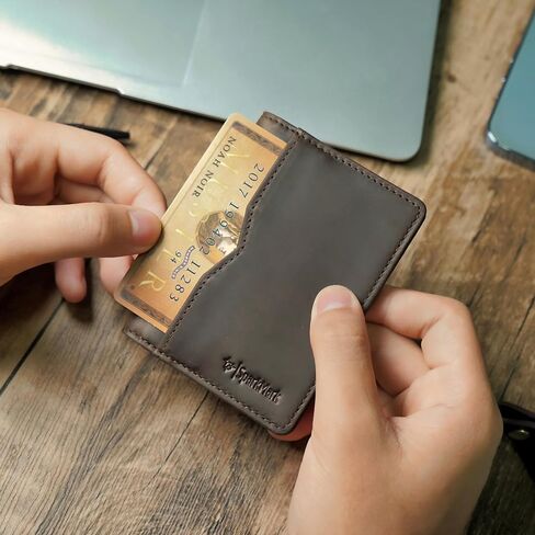 SparkMark Slim Credit Card Holder Wallet for Men & Women - RFID Blocking Minimalist Mens Wallets - Thin Bifold Leather Front Pocket Card Case with Gift Box in Kuwait