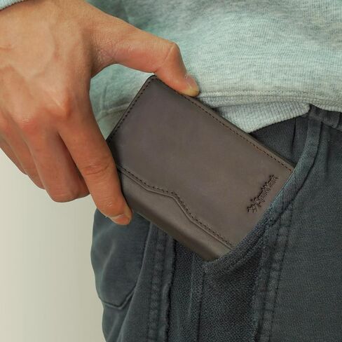SparkMark Slim Credit Card Holder Wallet for Men & Women - RFID Blocking Minimalist Mens Wallets - Thin Bifold Leather Front Pocket Card Case with Gift Box in Kuwait