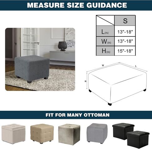 Small Ottoman Cover Square,Stretch Square Ottoman Covers Slipcover,Soft Knitted Jacquard Cover for Ottoman Square,Storage Stool Ottoman Cover Footstool Protector for Living Room(Beige,1PC) in Saudi Arabia