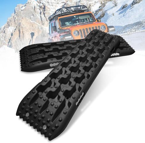 لوحات الجر الانتعاش- GripTracks 2 قطعة حصائر الجر لتعزيز الجر على الطرق الوعرة 4x4 الطين الثلج والرمل لوح إنقاذ سلم الإطارات في حالات الطوارئ (أحمر) in Saudi Arabia