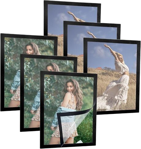 6 Packs Magnetic Poster Frame - Black A4 Magnetic Sheets with Adhesive Backing, Poster Picture Photo, Kids Children Artwork Frame,Certificate Frame for Refrigerator Glass Door Cubicle, 8 x11.5 inches in Saudi Arabia