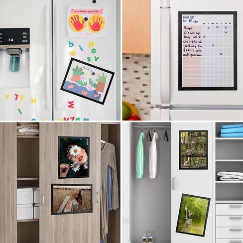 6 Packs Magnetic Poster Frame - Black A4 Magnetic Sheets with Adhesive Backing, Poster Picture Photo, Kids Children Artwork Frame,Certificate Frame for Refrigerator Glass Door Cubicle, 8 x11.5 inches in Saudi Arabia