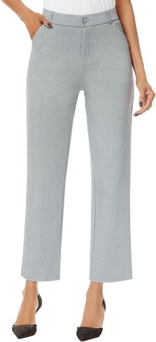 Women's Straight Leg Dress Work Ankle Pants Business Office Casual Slacks with Pockets in Saudi Arabia