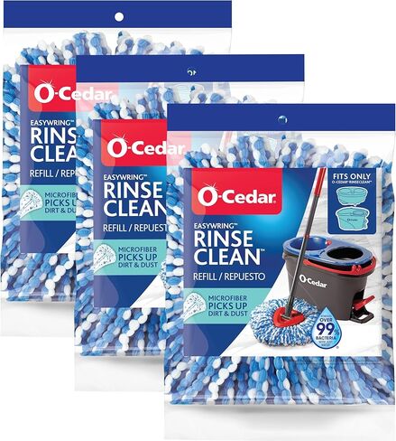O-Cedar EasyWring RinseClean ممسحة دوارة قابلة لإعادة التعبئة من الألياف الدقيقة، عبوة واحدة، أزرق in Kuwait