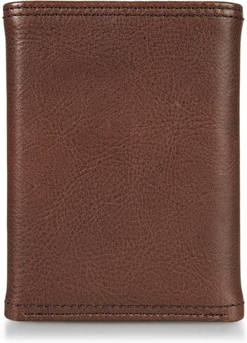 Nautica Men's Enameled Logo Tumbled Leather Trifold Wallet with RFID Protection-Brown, One Size in Saudi Arabia
