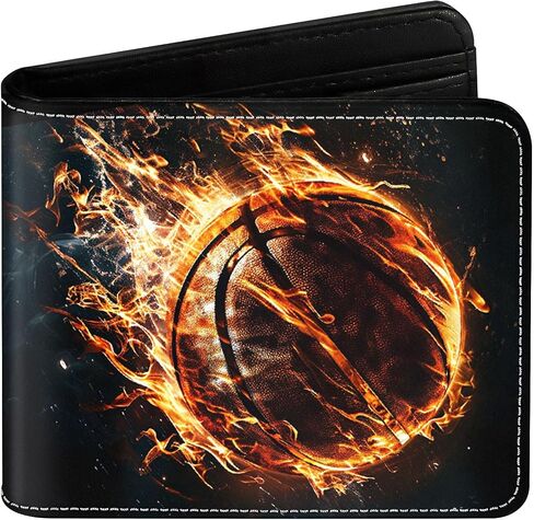 Teen Boys Wallet for Kids - Basketball Kids Wallet for Boys Leather Credit Id Card Cash Holder Rfid Blocking Zipper Cool Funny Wallets with Coin Pocket Id Window Bifold Sports Wallet for Boys Men in Saudi Arabia