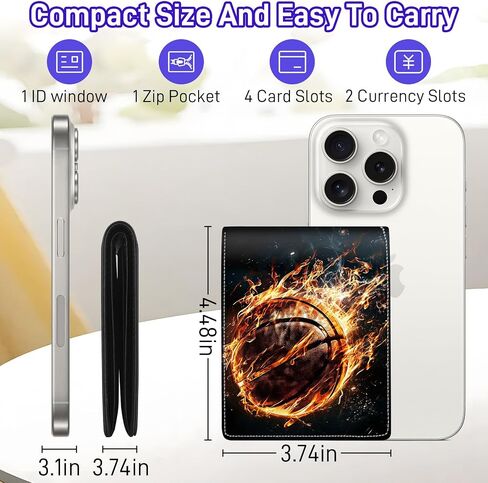 Teen Boys Wallet for Kids - Basketball Kids Wallet for Boys Leather Credit Id Card Cash Holder Rfid Blocking Zipper Cool Funny Wallets with Coin Pocket Id Window Bifold Sports Wallet for Boys Men in Saudi Arabia