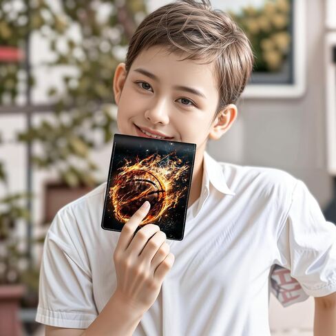 Teen Boys Wallet for Kids - Basketball Kids Wallet for Boys Leather Credit Id Card Cash Holder Rfid Blocking Zipper Cool Funny Wallets with Coin Pocket Id Window Bifold Sports Wallet for Boys Men in Saudi Arabia