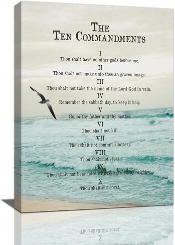 10 Commandments Wall Art Bible Verse Decor Vintage Christian Sign Christian Gifts Ten Commandments Canvas Prints Retro Religious Poster Scripture Artwork for Office Living Room Bedroom Church 12"x16" in Saudi Arabia