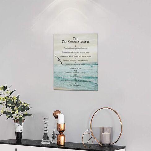 10 Commandments Wall Art Bible Verse Decor Vintage Christian Sign Christian Gifts Ten Commandments Canvas Prints Retro Religious Poster Scripture Artwork for Office Living Room Bedroom Church 12"x16" in Saudi Arabia