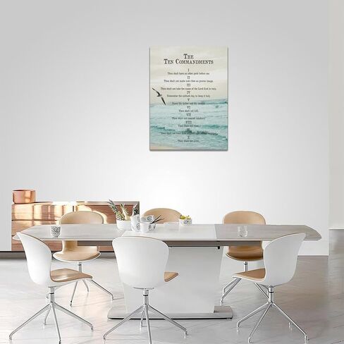 10 Commandments Wall Art Bible Verse Decor Vintage Christian Sign Christian Gifts Ten Commandments Canvas Prints Retro Religious Poster Scripture Artwork for Office Living Room Bedroom Church 12"x16" in Saudi Arabia