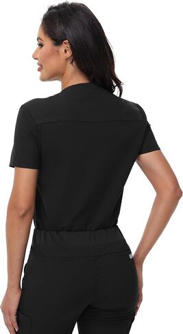 Women's V-Neck Scrub Top with One Chest Pocket - Soft Stretchy Medical Uniforms - Tuck in Nurse Scrubs in Saudi Arabia