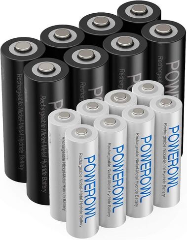POWEROWL Goldtop Rechargeable AA Batteries PRO w/ 8 Bay Charger, High Capacity 2800mAh, Premium NiMH Double A Battery -8 Count in Saudi Arabia