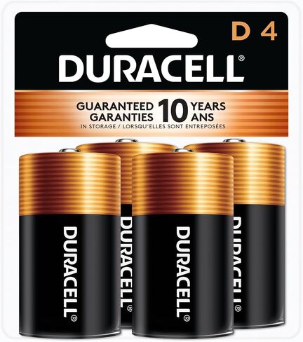 Duracell Coppertop D Batteries, 4 Count, 10-Year Shelf Life, Long-lasting in Kuwait