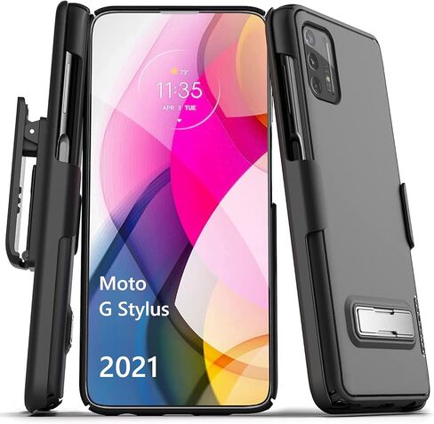 Encased Moto G Power 2021 Belt Case with Metal Kickstand (Slimline Series) Ultra Thin Cover with Holster Clip (for Motorola G Power 2021 ONLY) in Kuwait
