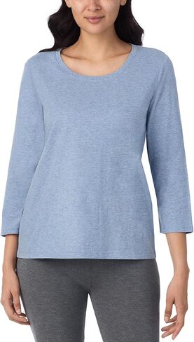 Nautica Womens 3/4 Sleeve Sleep Shirt - Lightweight Breathable Pajama Top - Cotton Knit Jersey Crewneck Sleepwear Loungewear in Saudi Arabia