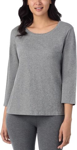 Nautica Womens 3/4 Sleeve Sleep Shirt - Lightweight Breathable Pajama Top - Cotton Knit Jersey Crewneck Sleepwear Loungewear in Saudi Arabia