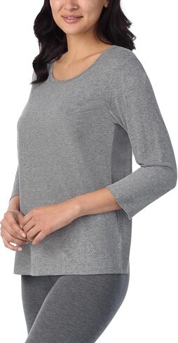 Nautica Womens 3/4 Sleeve Sleep Shirt - Lightweight Breathable Pajama Top - Cotton Knit Jersey Crewneck Sleepwear Loungewear in Saudi Arabia