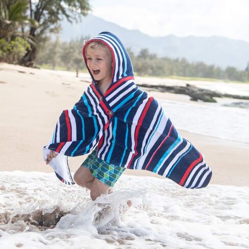 كي ويست بالمز - منشفة شاطئ بغطاء للرأس للأطفال وملابس سباحة بأزرار in Kuwait