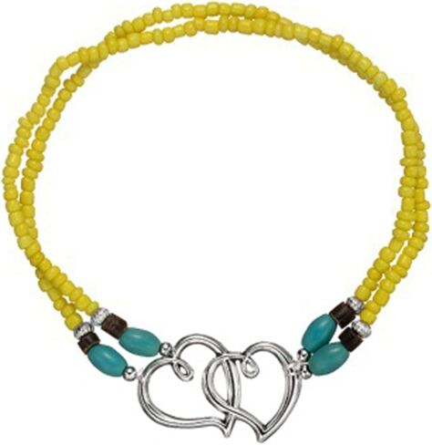 Elastic Beaded Ankle Bracelet for Women Double Hollow Hearts Stretch Anklet Double Layered Beaded Anklet Dainty Boho Beach Anklets Cute Heart Foot Jewelry for Beach Summer Wedding Dance Yoga Graduations Bridesmaids in Saudi Arabia