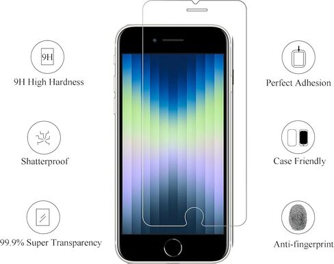 Ailun Privacy Screen Protector for iPhone SE 2020 2nd/2022 3rd Generation, iPhone 8 7 6 6s 3Pack Anti Spy Private Tempered Glass [Black] in Saudi Arabia