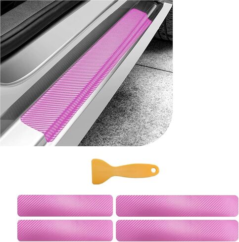 4 PCS Car Door Sill Protector, 3D Carbon Fiber Auto Door Entry Edge Guard Protection Trim, Anti-Scratch Threshold Cover Strips, Sill Protection Sticker for Car SUV Truck (Purple) in Kuwait