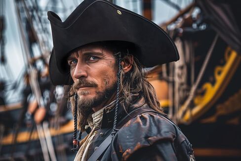 قبعة قرصان أصلية، قابلة للتعديل، نمط ثلاثي القرن، لإكسسوارات أزياء الهالوين الاستعمارية للبالغين (أسود) in Kuwait