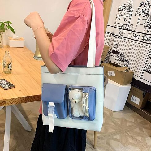 حقيبة ظهر Kawaii مكونة من 5 قطع، حقيبة رياضية جمالية مقاس 17 بوصة مع حقيبة ظهر لطيفة، وحقيبة كتف، وصندوق أقلام رصاص، وحقيبة حمل، وحقيبة صغيرة (حقيبة ظهر خضراء) in Kuwait