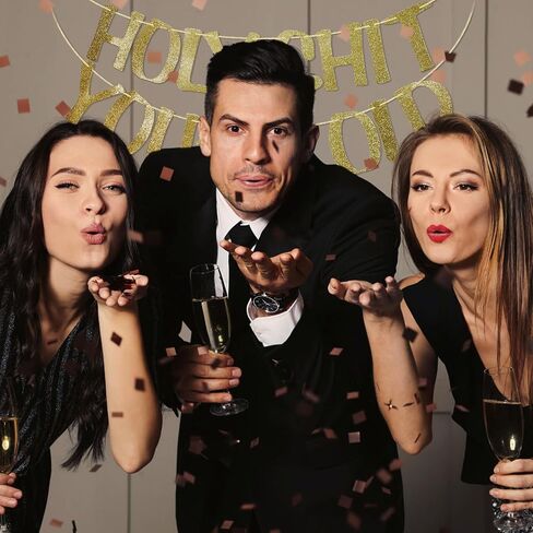 Holy Shit You're Old Banner Black Glitter for 30th 40th 50h 60th 70th 80th 90th Funny Birthday Banner Sign Bunting Party Decor Photo Booth Props (Black) in Kuwait