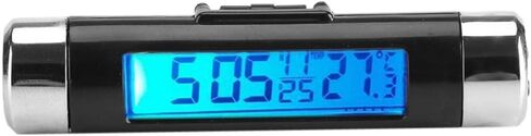 LCD Display Digital Clip on Car Clock Thermometer Temperature Meter Gauge Automotive Mini Clock Monitor with Backlight for Truck Car(Blue Backlight) in Kuwait