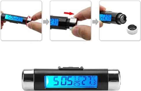 LCD Display Digital Clip on Car Clock Thermometer Temperature Meter Gauge Automotive Mini Clock Monitor with Backlight for Truck Car(Blue Backlight) in Kuwait